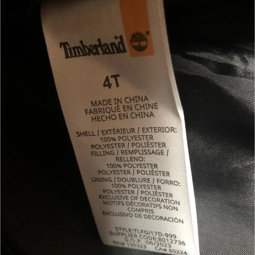 Timberland N.W.T. Size 4 Toddler Kids' Black‎ and Gold,Orange,Brown,Fleece Vest.